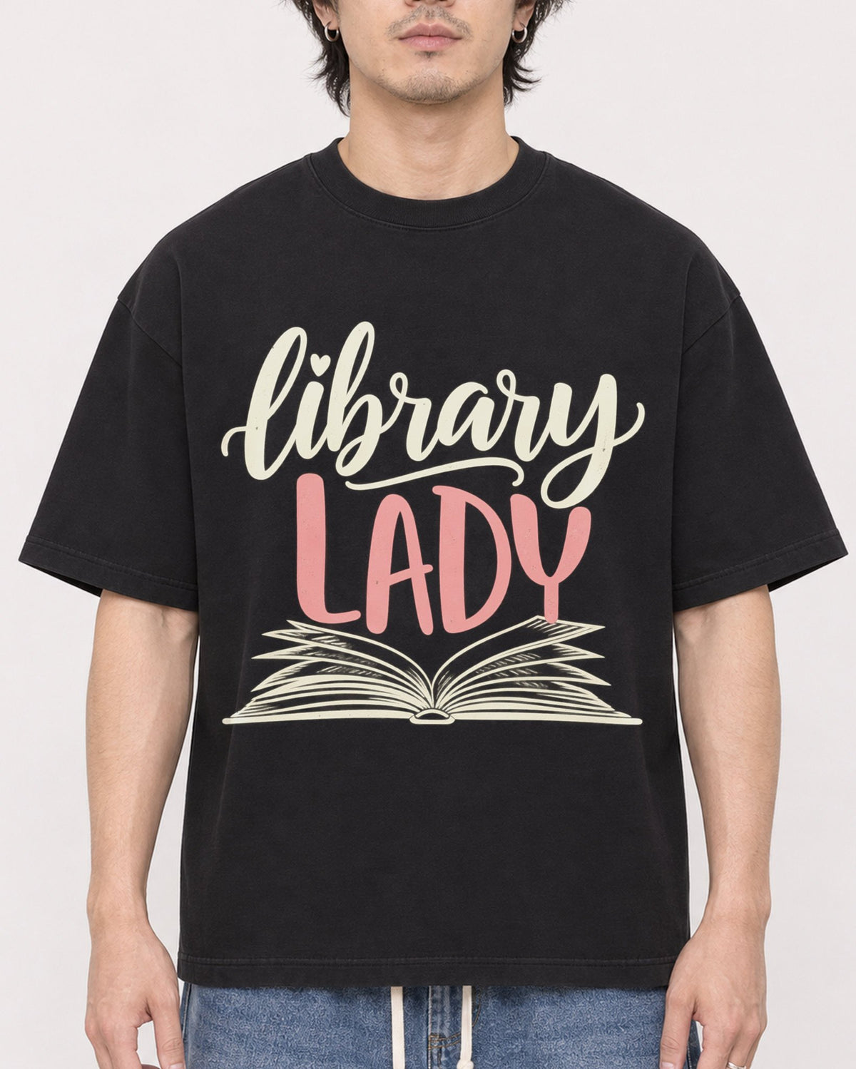 Mockup Boxy Heavyweight Tee Black male close-up 03