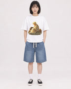 Mockup Boxy Heavyweight Tee White female full-body 11