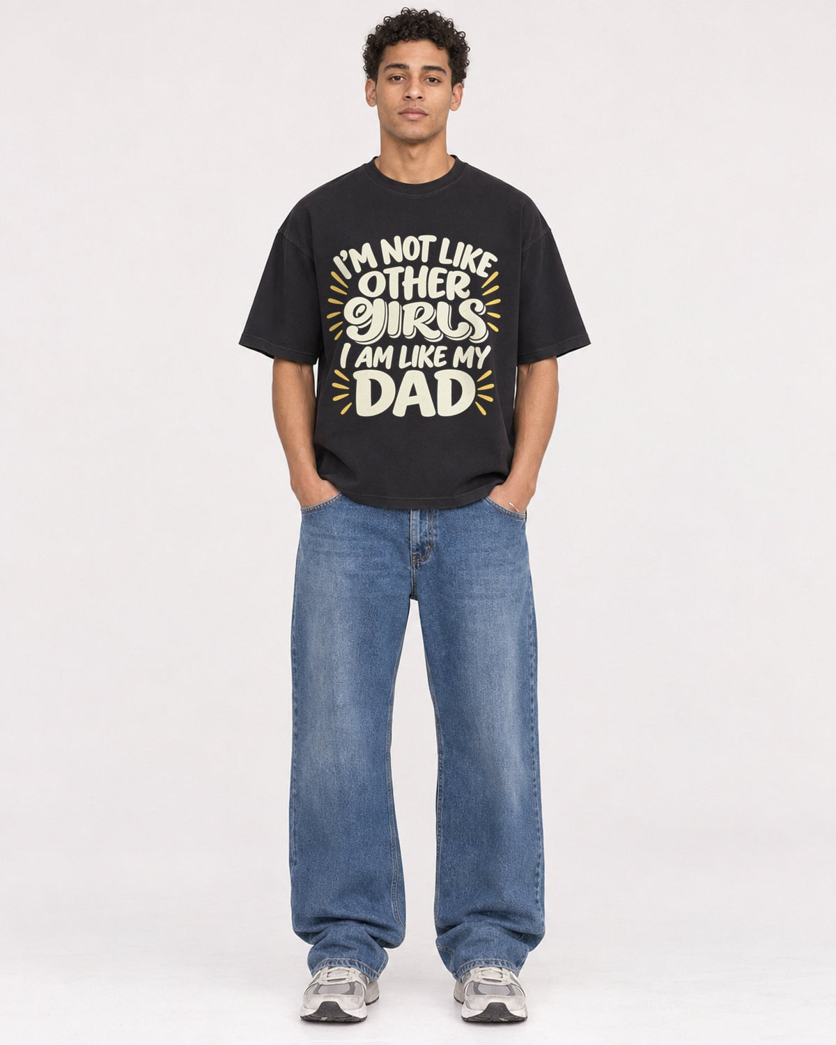 Mockup Boxy Heavyweight Tee Black male full-body 10