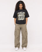 Mockup Boxy Heavyweight Tee Black female full-body 10