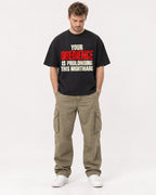 Mockup Boxy Heavyweight Tee Black male full-body 08