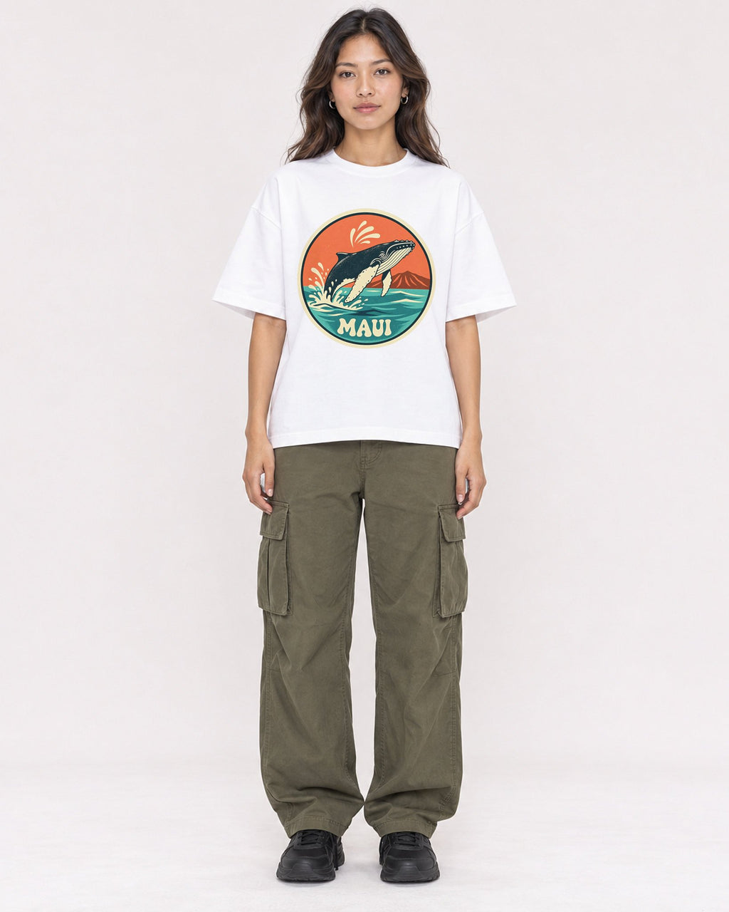 Mockup Boxy Heavyweight Tee White female full-body 02