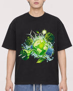 Mockup Boxy Heavyweight Tee Black male close-up 31