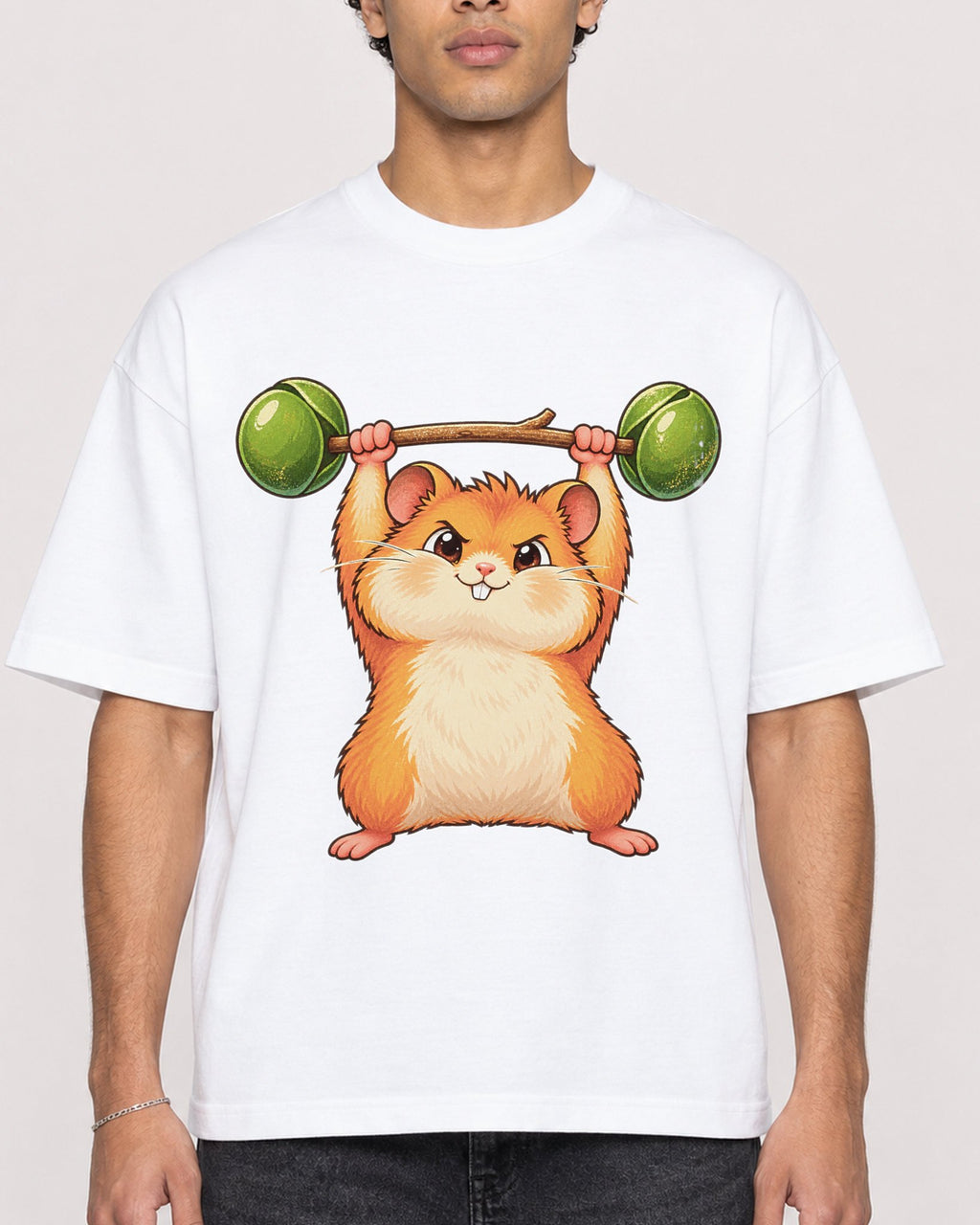 Mockup Boxy Heavyweight Tee White male close-up 10
