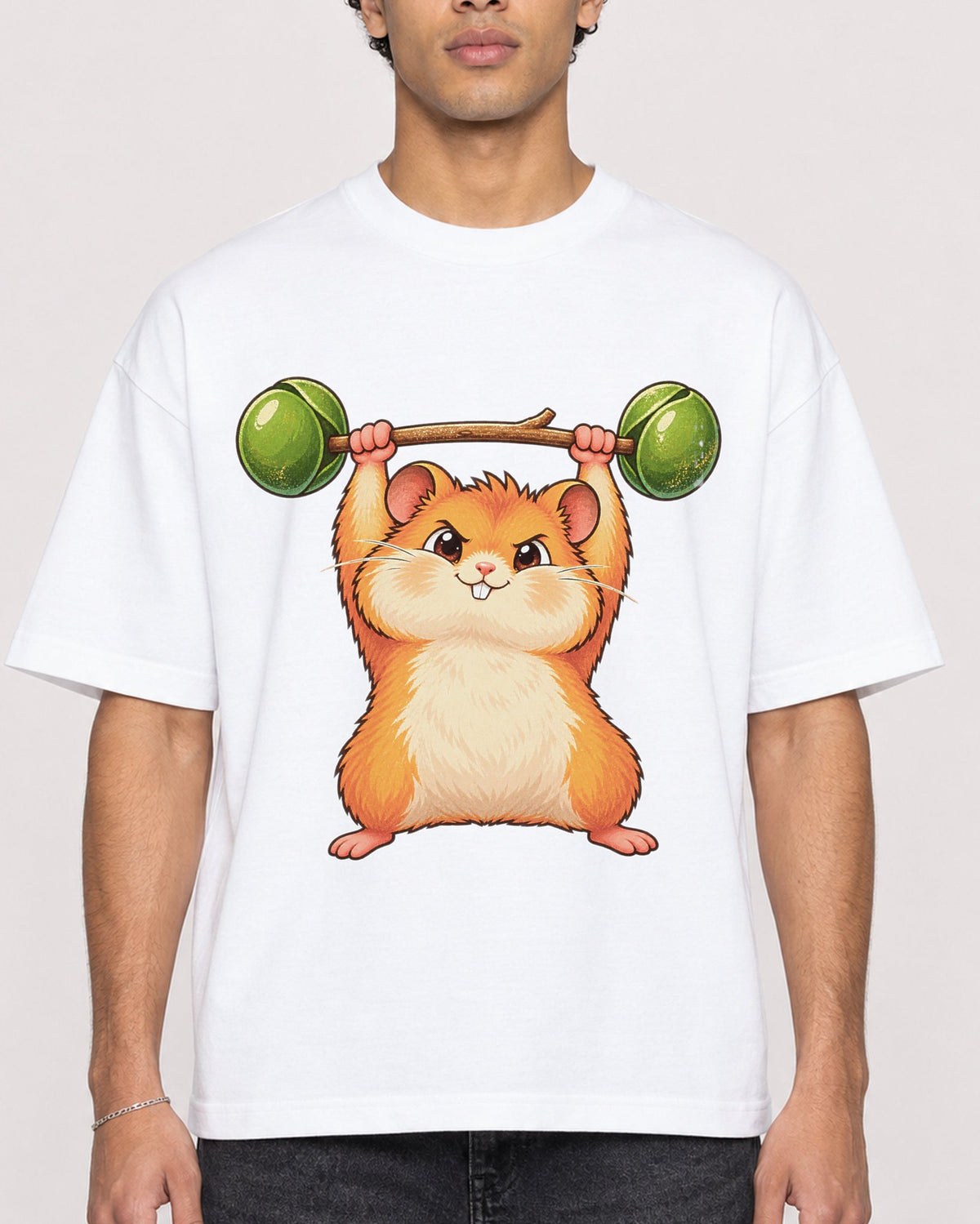 Mockup Boxy Heavyweight Tee White male close-up 10