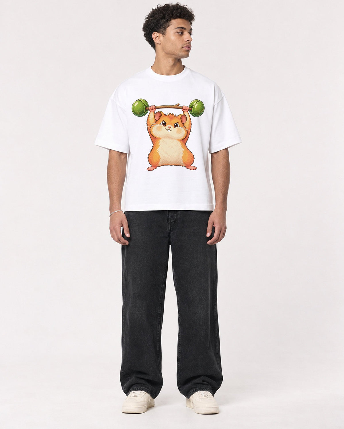 Mockup Boxy Heavyweight Tee White male full-body 10