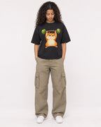 Mockup Boxy Heavyweight Tee Black female full-body 10