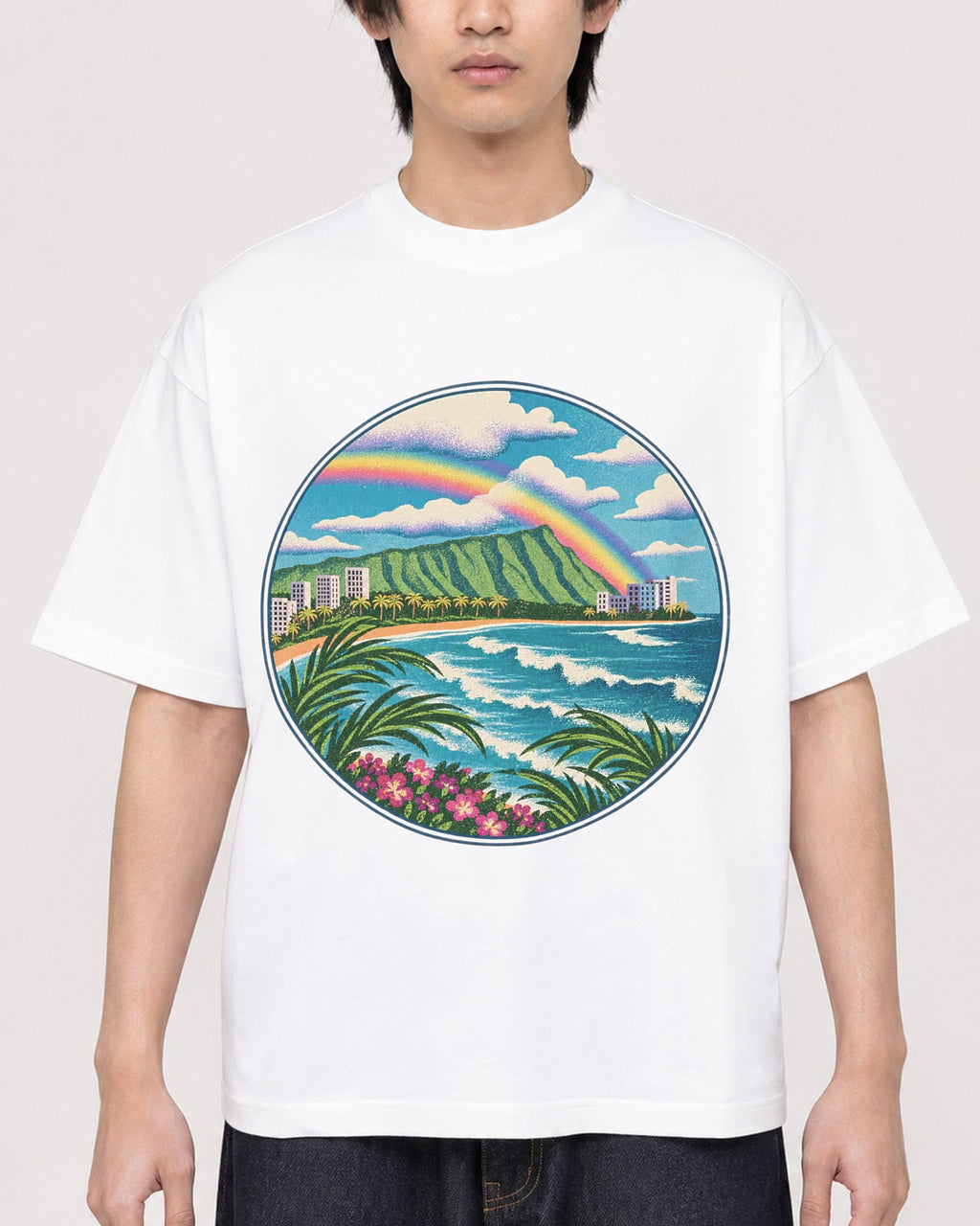 Mockup Boxy Heavyweight Tee White male close-up 11