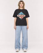 Mockup Boxy Heavyweight Tee Black female full-body 19