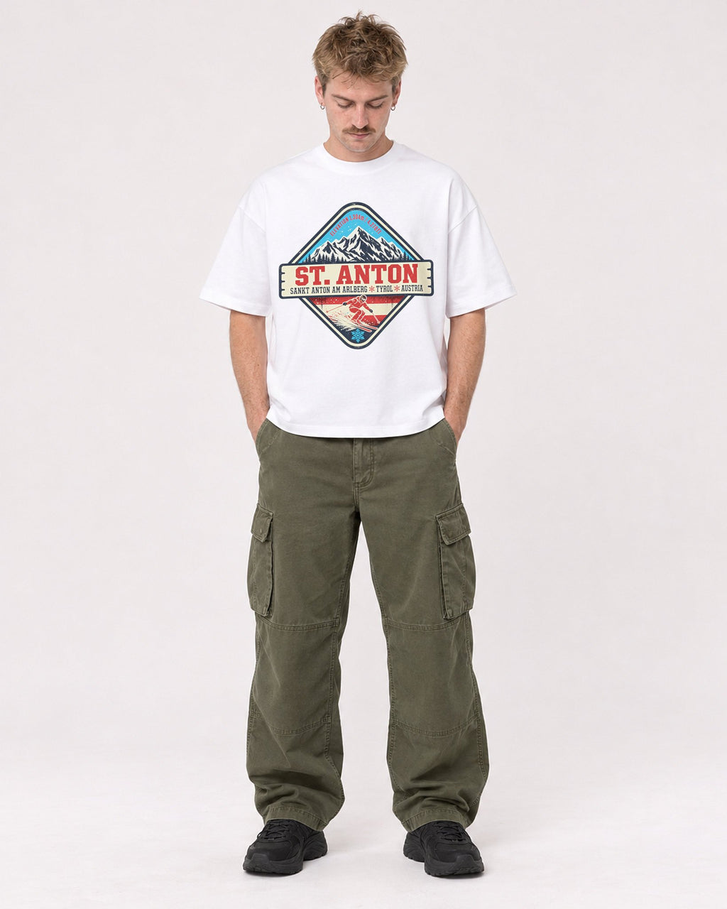 Mockup Boxy Heavyweight Tee White male full-body 19