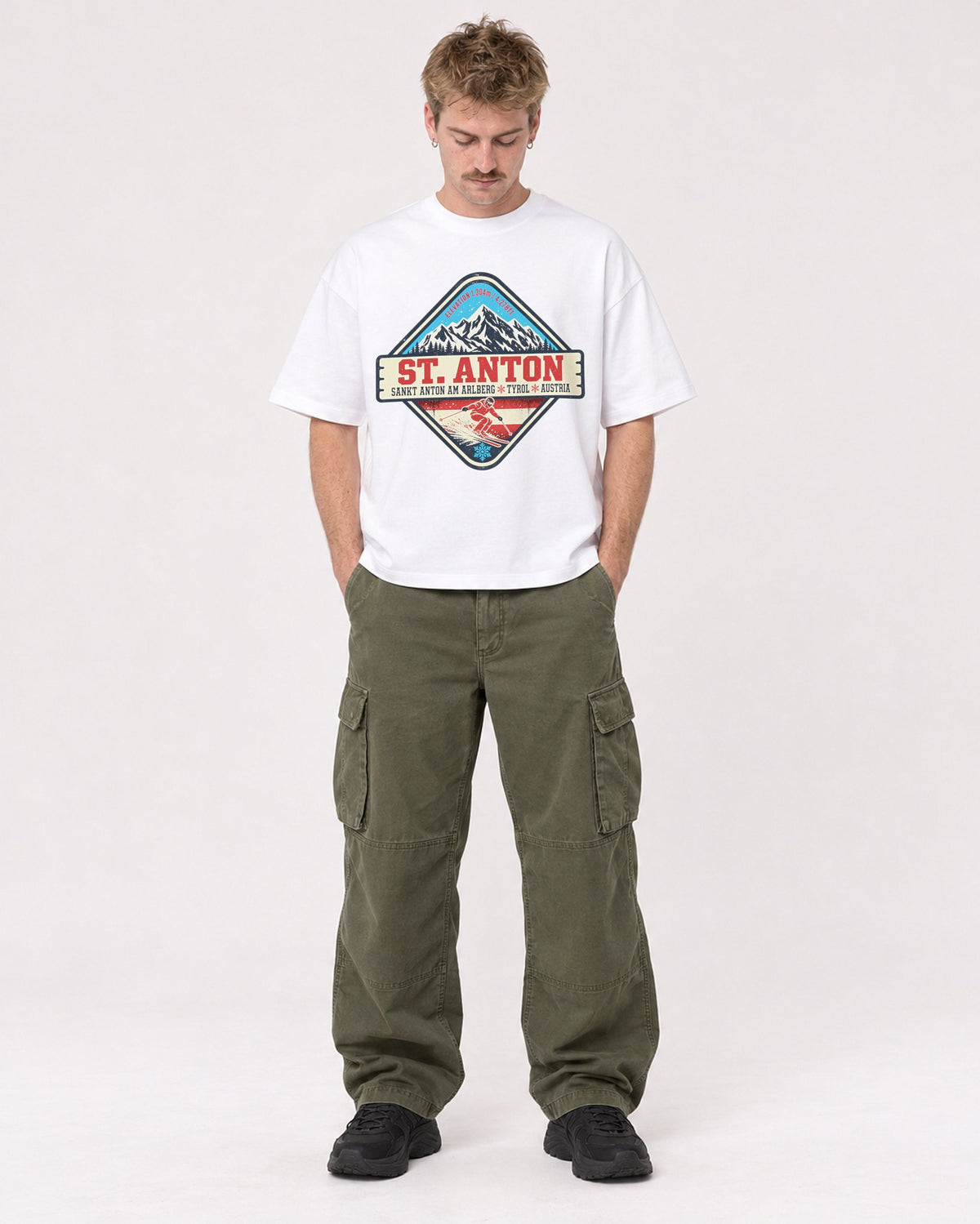 Mockup Boxy Heavyweight Tee White male full-body 19