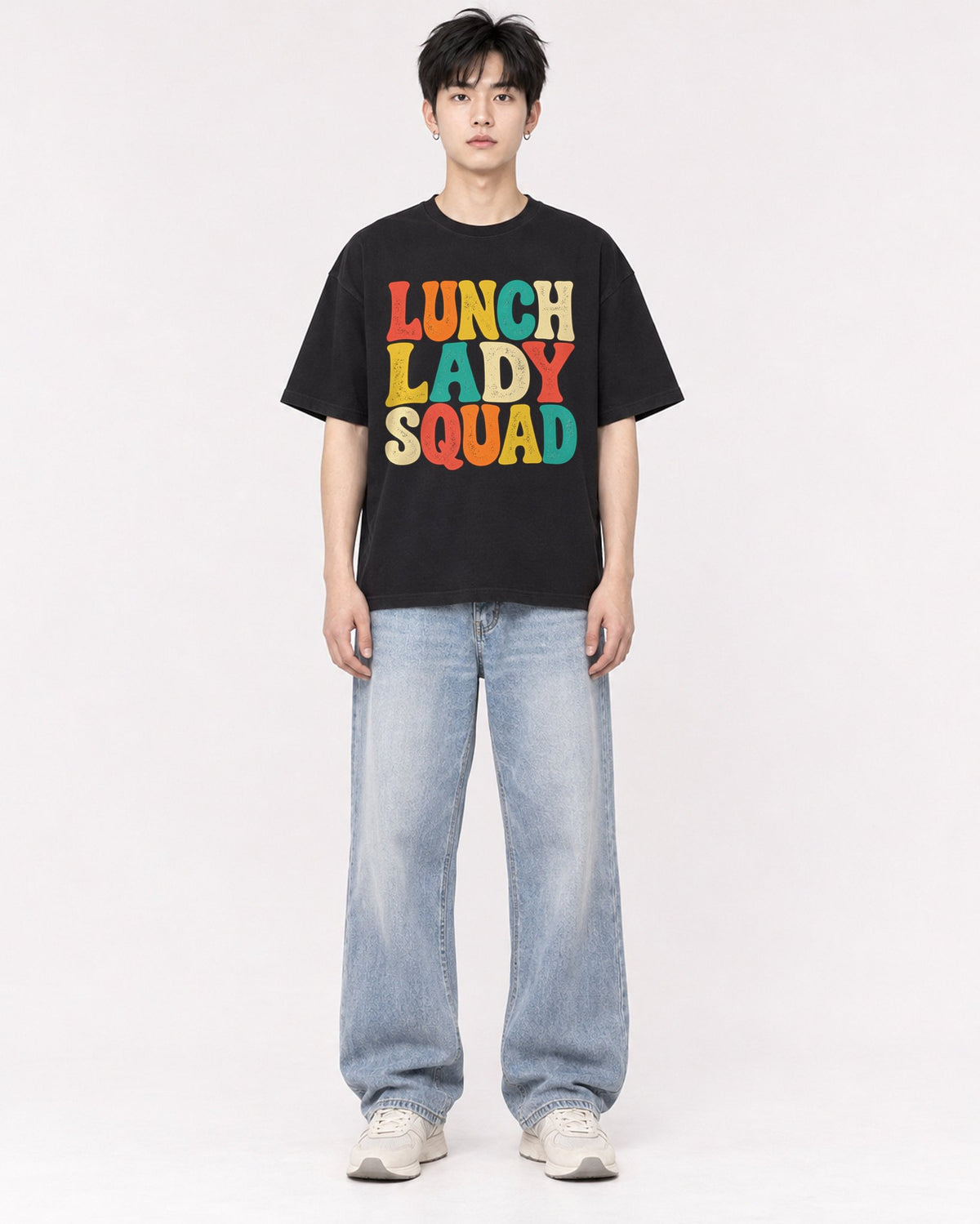 Mockup Boxy Heavyweight Tee Black male full-body 01
