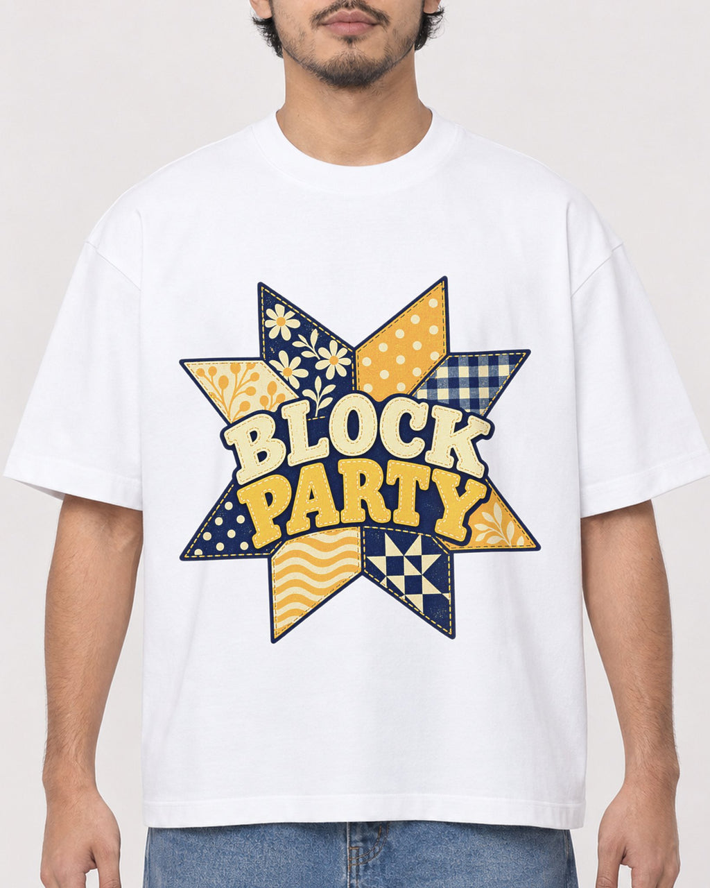 Mockup Boxy Heavyweight Tee White male close-up 02
