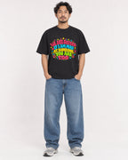 Mockup Boxy Heavyweight Tee Black male full-body 02