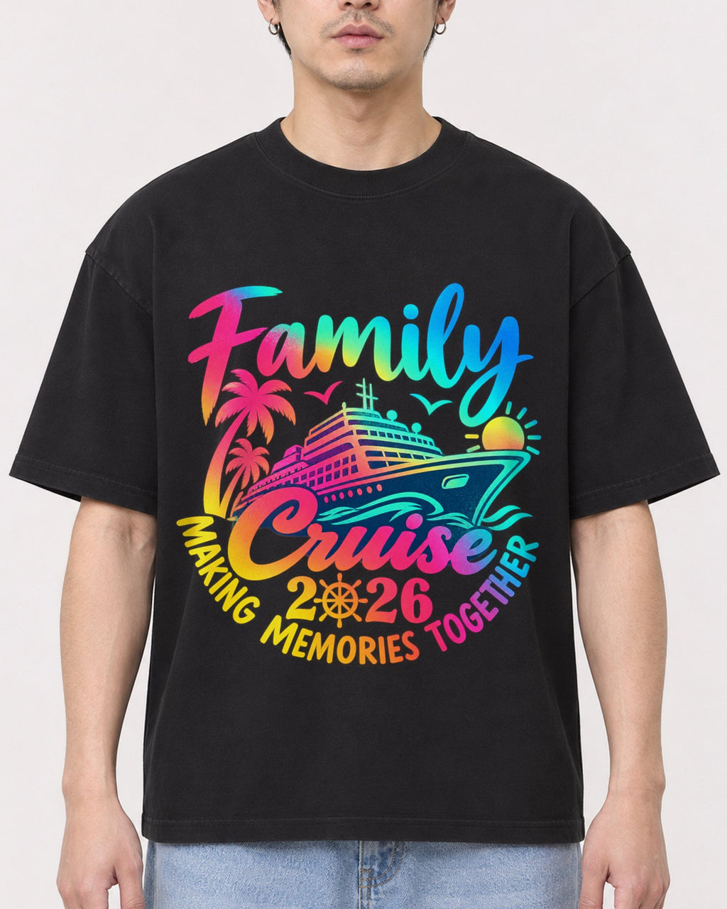 Mockup Boxy Heavyweight Tee Black male close-up 13