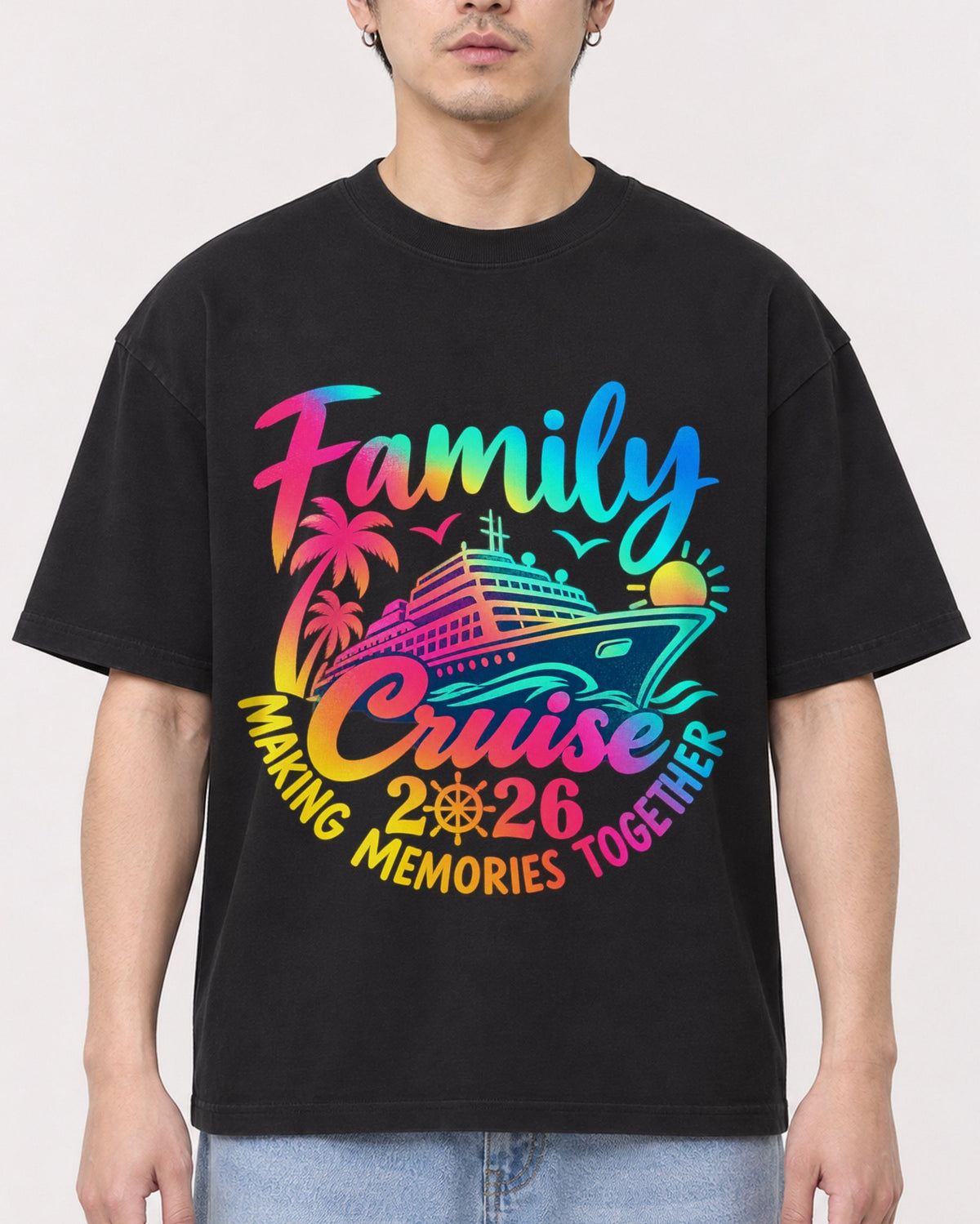 Mockup Boxy Heavyweight Tee Black male close-up 13