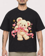 Mockup Boxy Heavyweight Tee Black male close-up 12