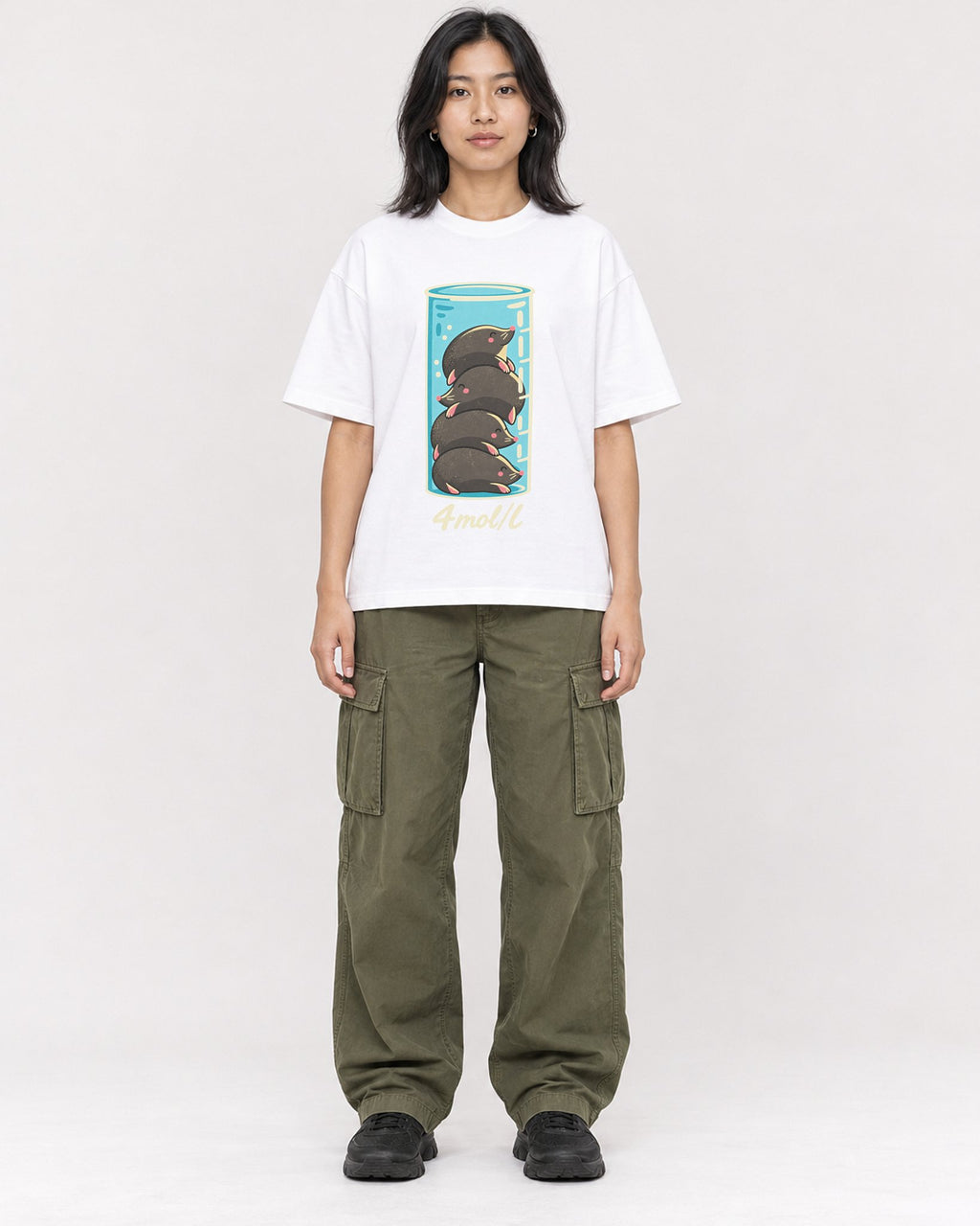 Mockup Boxy Heavyweight Tee White female full-body 22