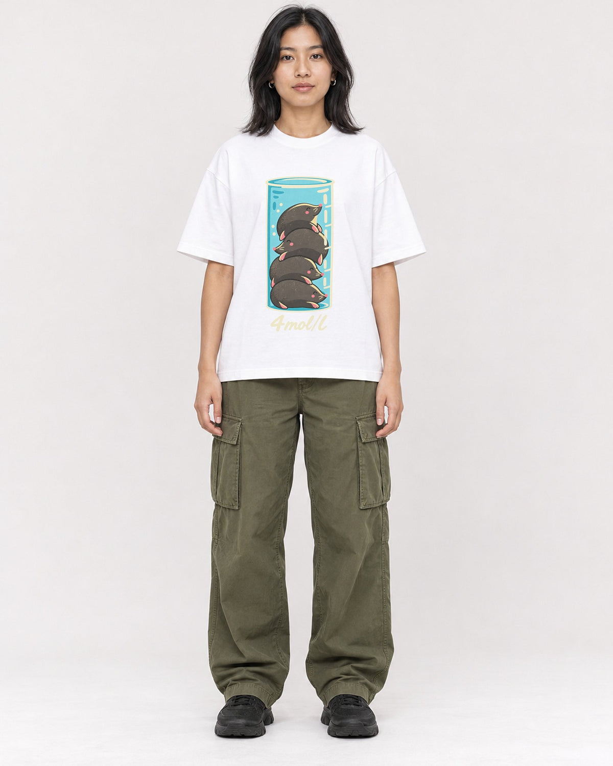 Mockup Boxy Heavyweight Tee White female full-body 22