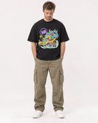 Mockup Boxy Heavyweight Tee Black male full-body 08