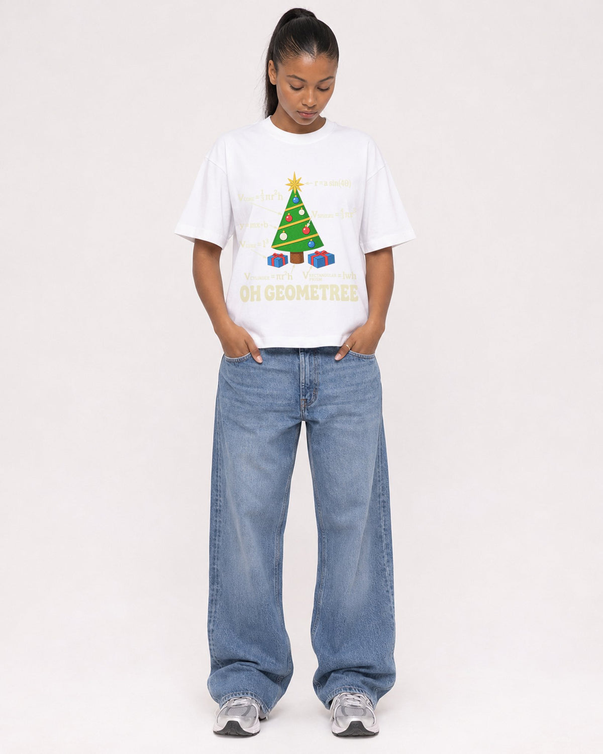 Mockup Boxy Heavyweight Tee White female full-body 25