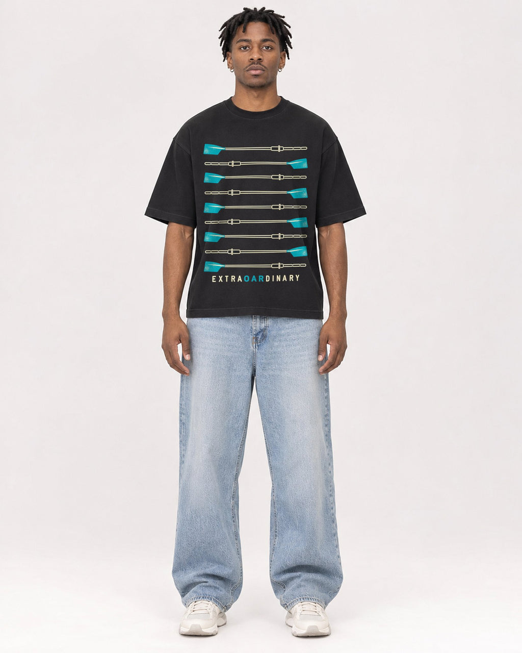 Mockup Boxy Heavyweight Tee Black male full-body 05