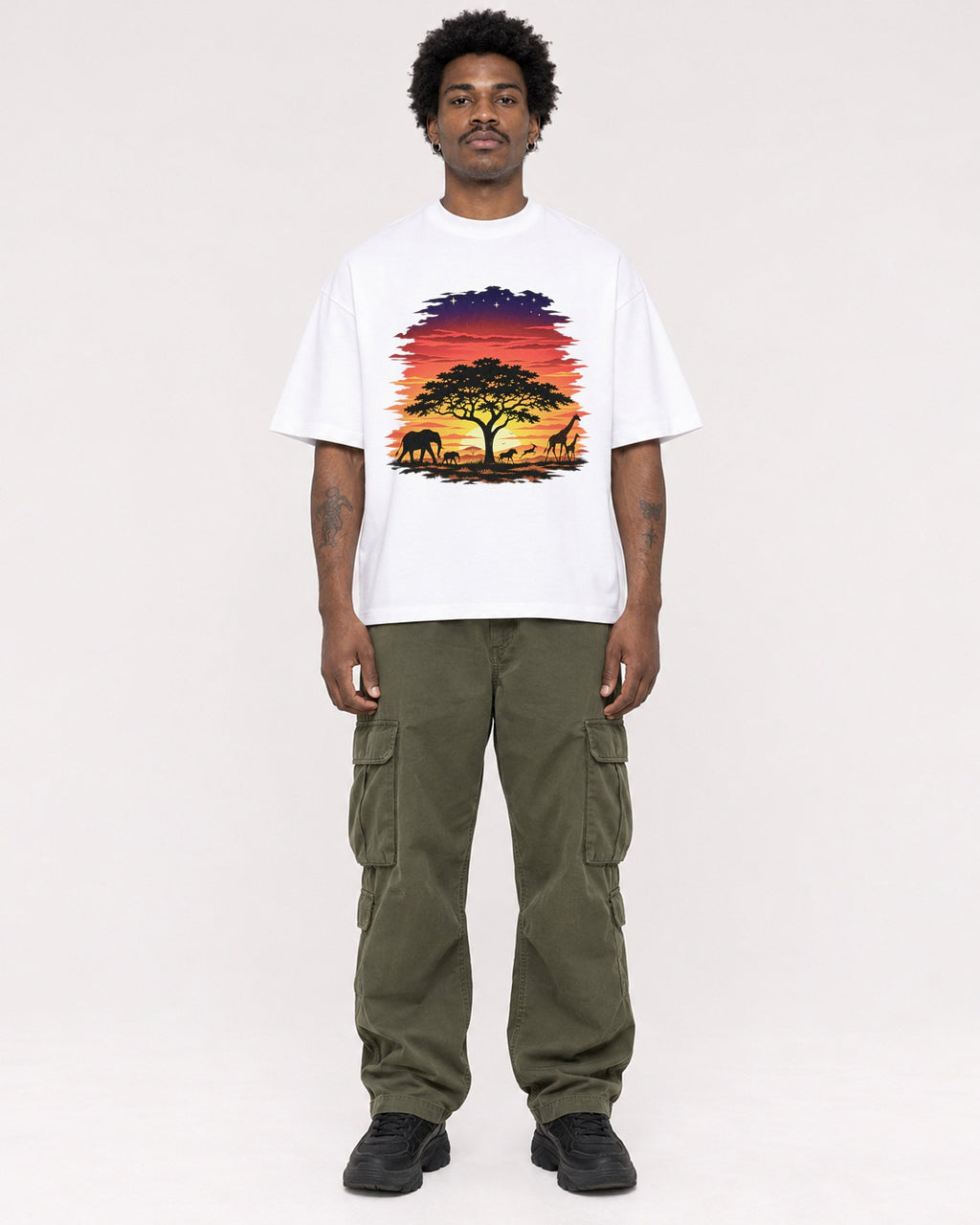 Mockup Boxy Heavyweight Tee White male full-body 24