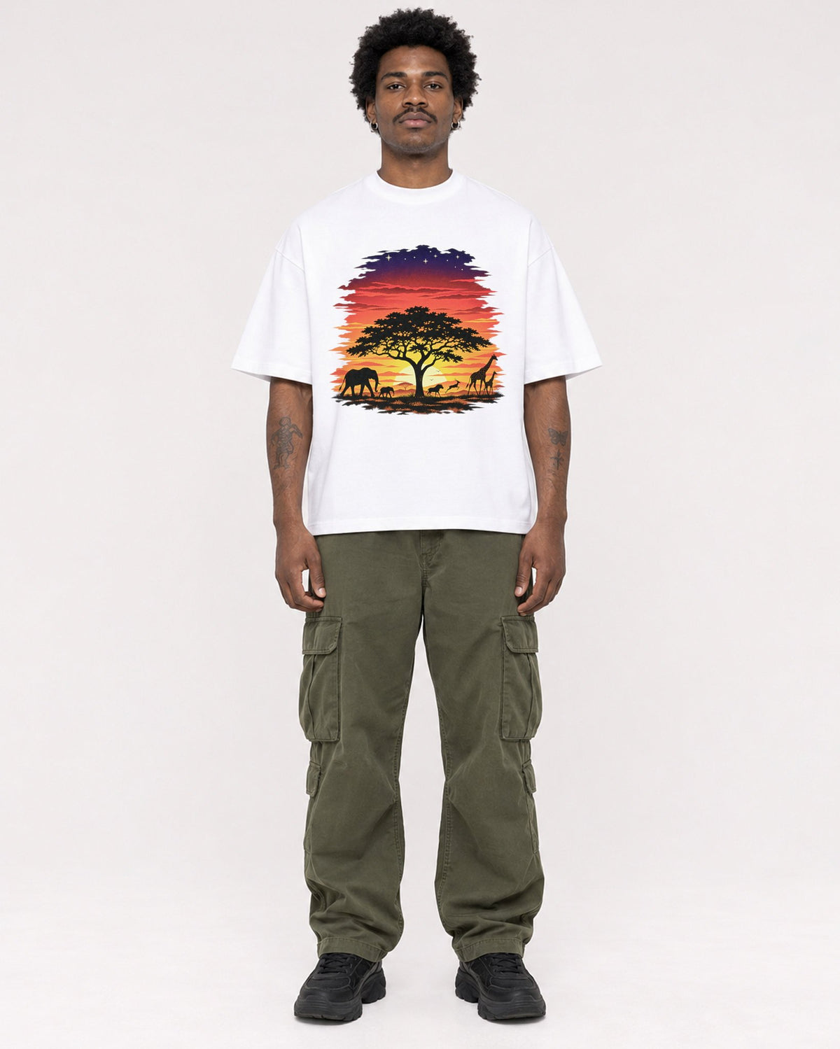Mockup Boxy Heavyweight Tee White male full-body 24