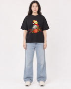 Mockup Boxy Heavyweight Tee Black female full-body 03