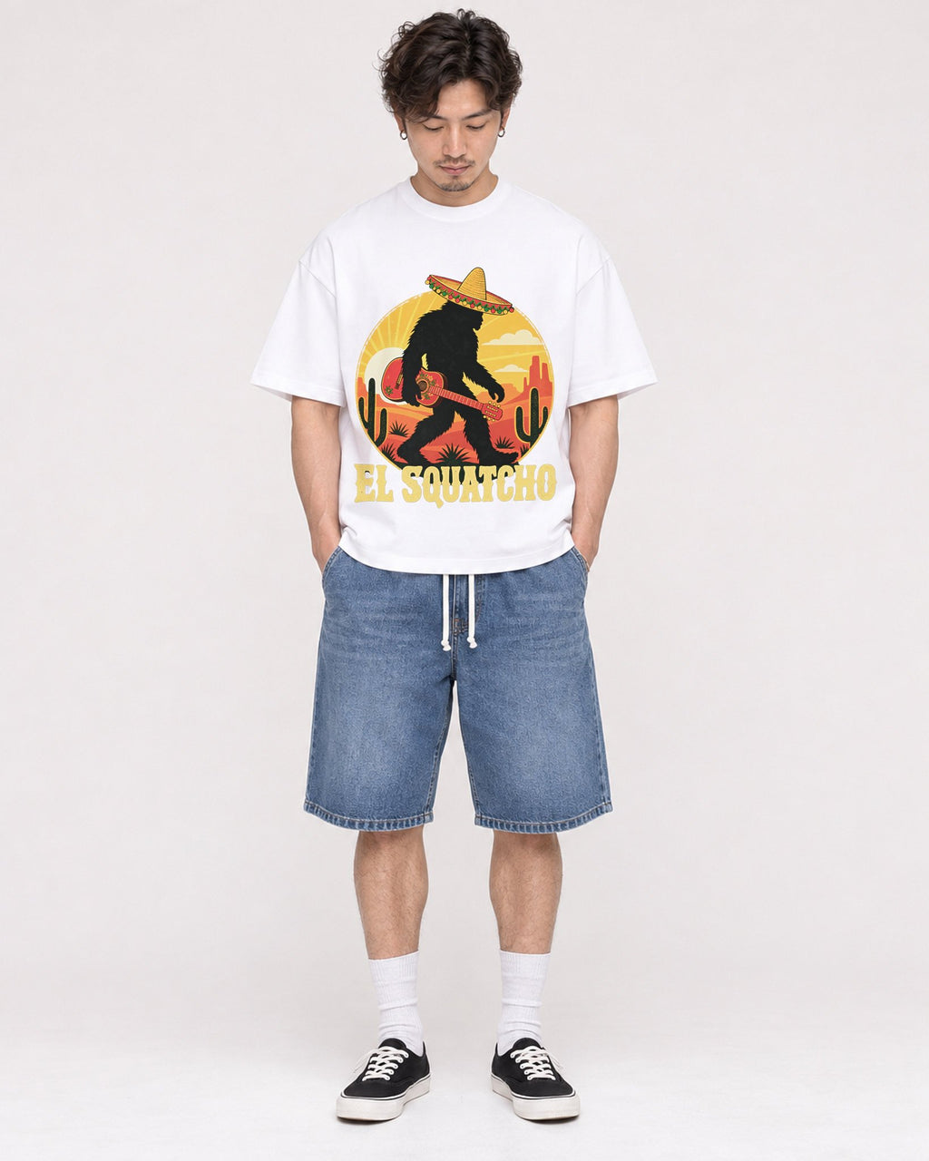 Mockup Boxy Heavyweight Tee White male full-body 03