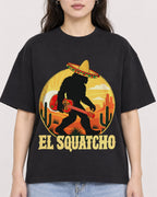 Mockup Boxy Heavyweight Tee Black female close-up 03