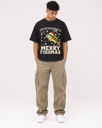 Mockup Boxy Heavyweight Tee Black male full-body 16