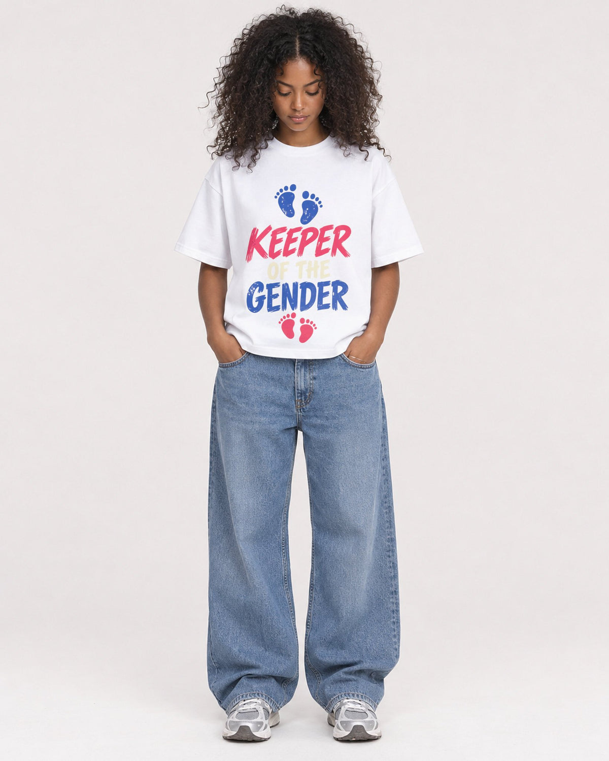 Mockup Boxy Heavyweight Tee White female full-body 05