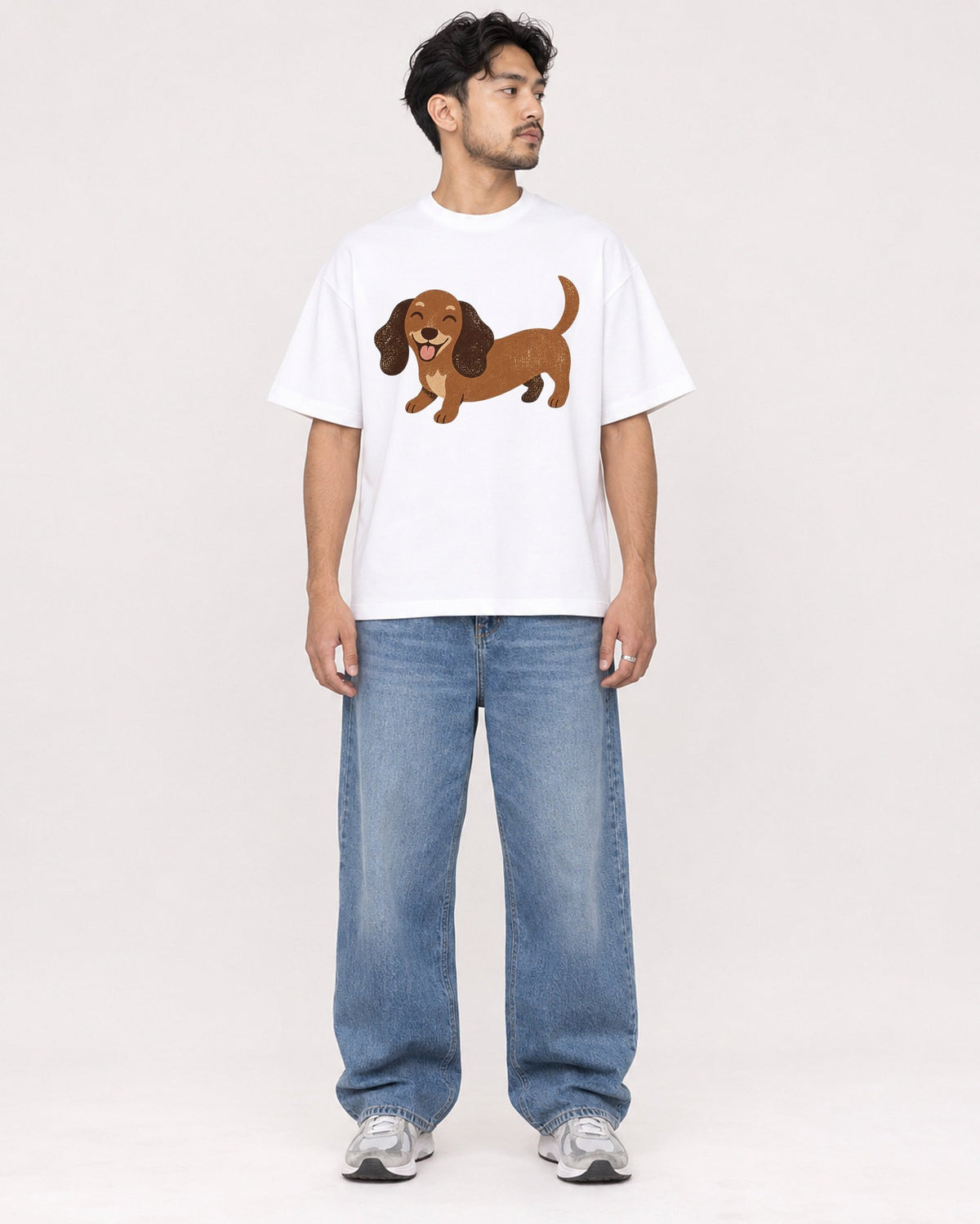Mockup Boxy Heavyweight Tee White male full-body 02