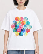 Mockup Boxy Heavyweight Tee White female close-up 11