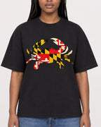 Mockup Boxy Heavyweight Tee Black female close-up 04