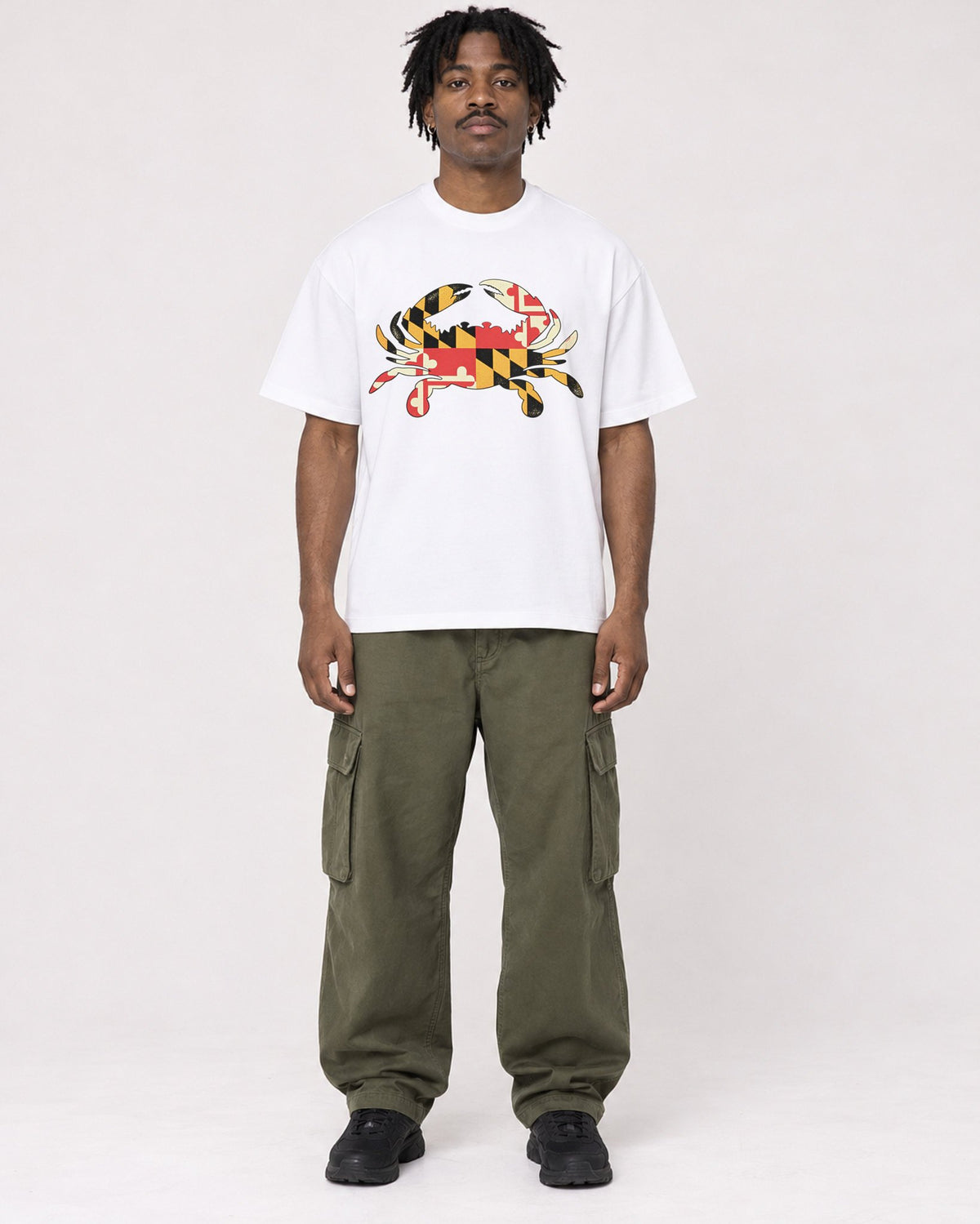 Mockup Boxy Heavyweight Tee White male full-body 04