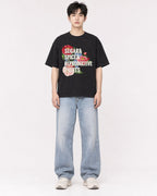 Mockup Boxy Heavyweight Tee Black male full-body 01