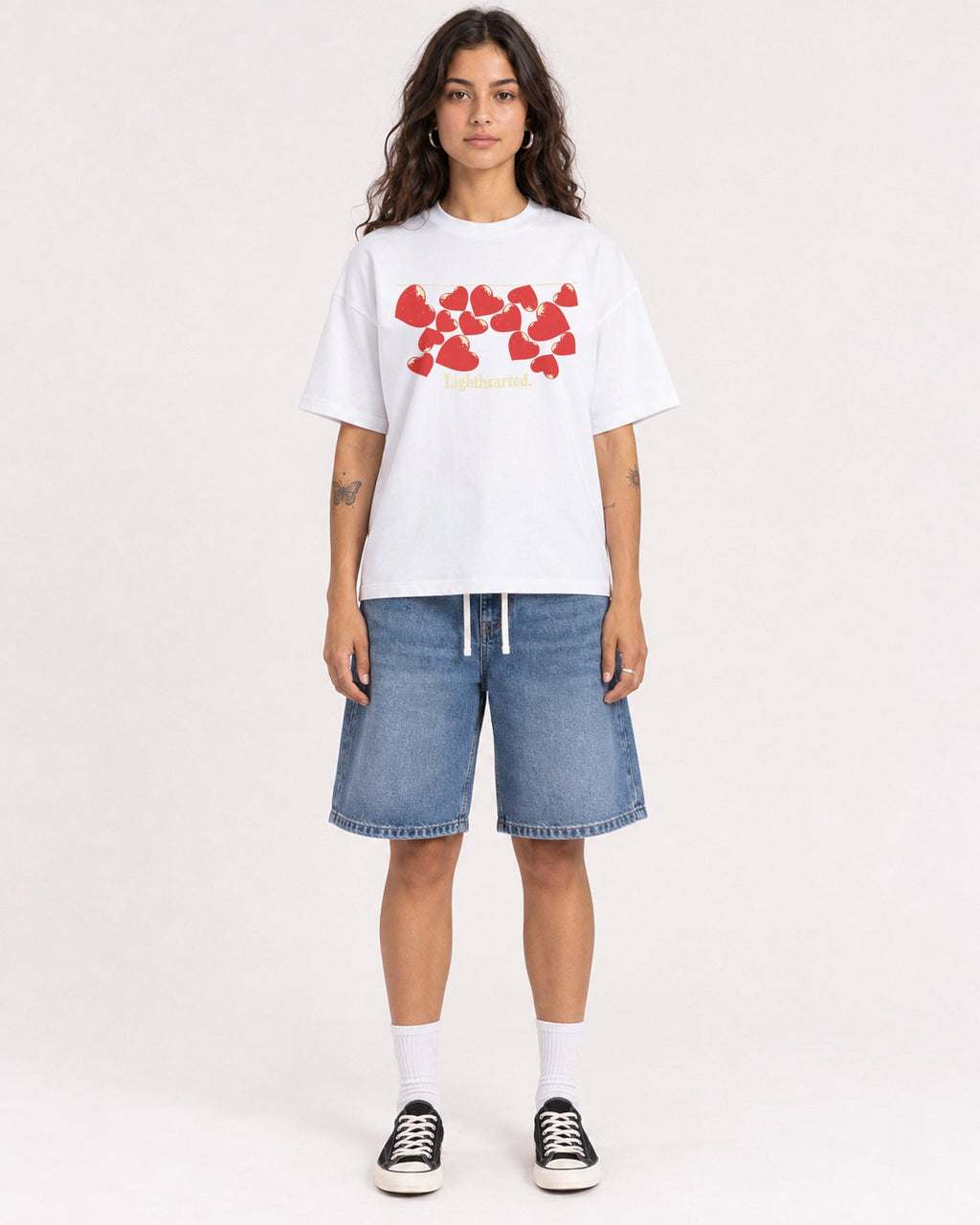 Mockup Boxy Heavyweight Tee White female full-body 06