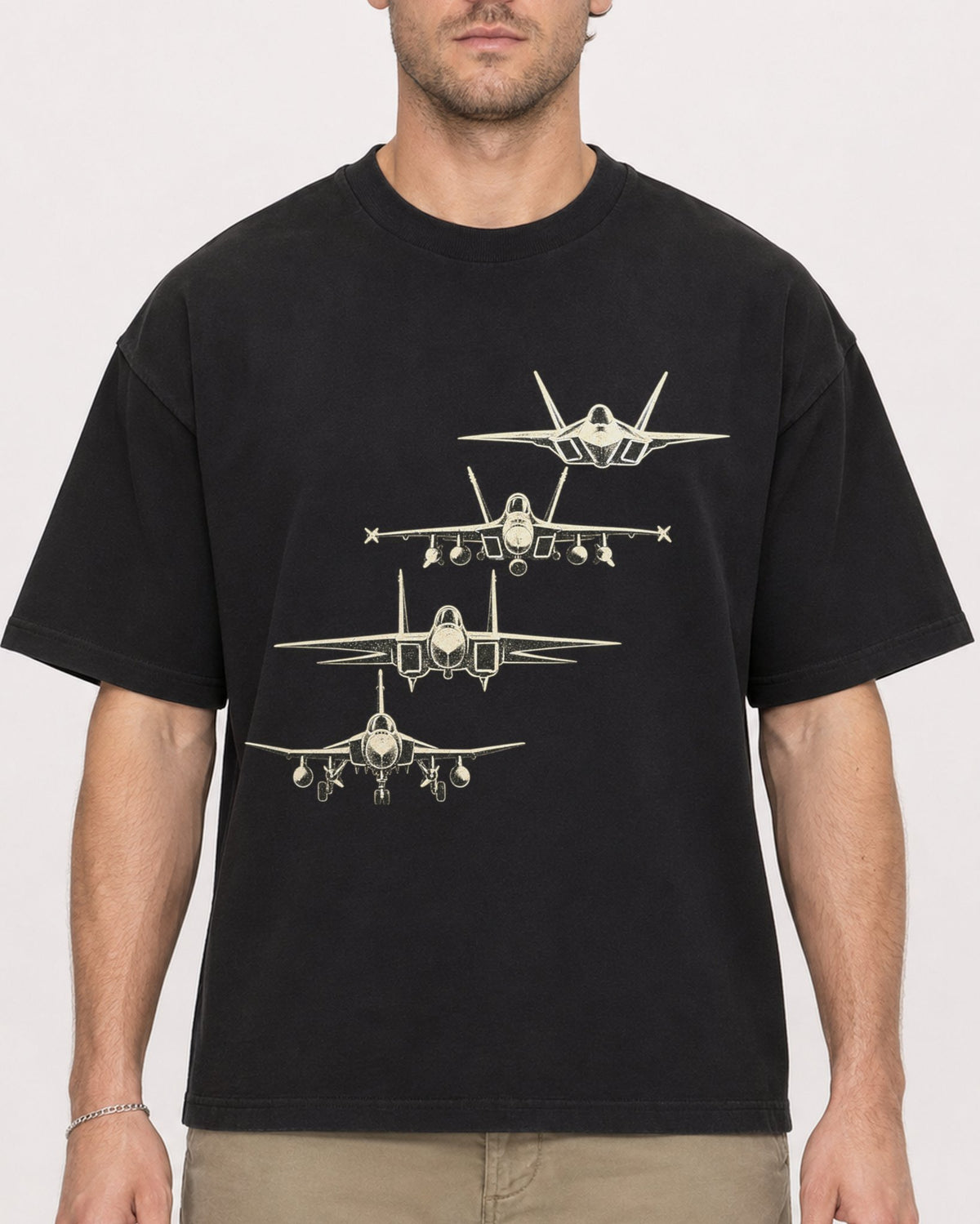 Mockup Boxy Heavyweight Tee Black male close-up 08