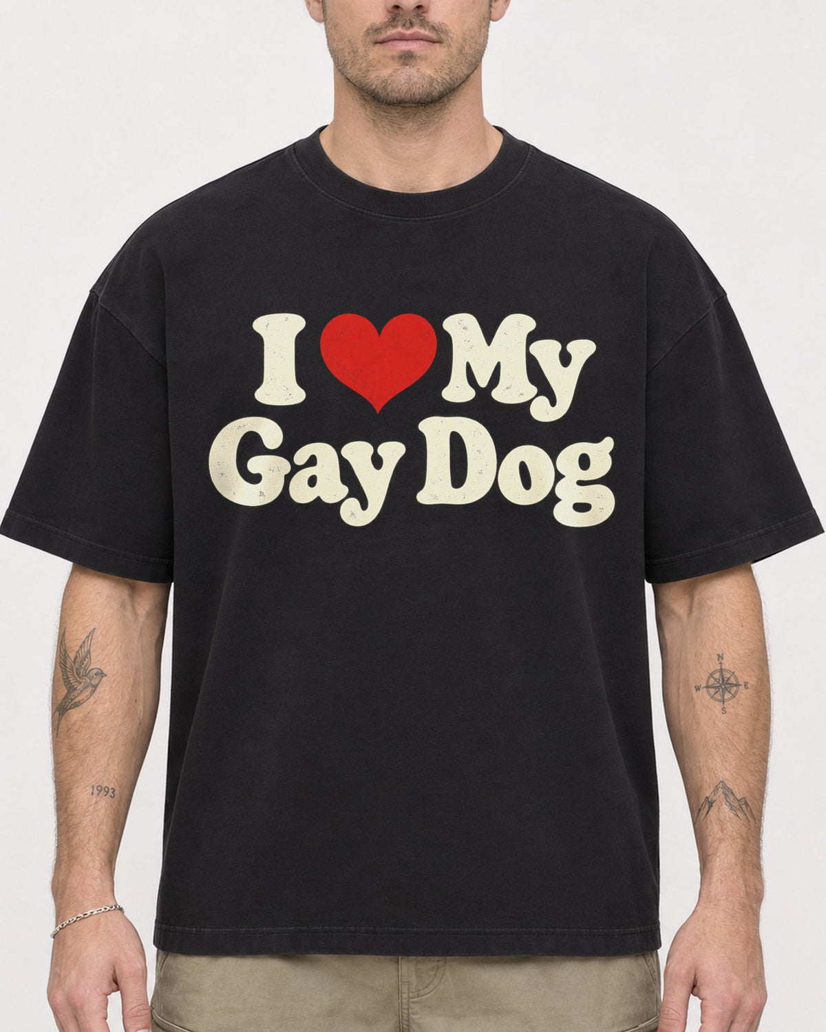 Mockup Boxy Heavyweight Tee Black male close-up 48