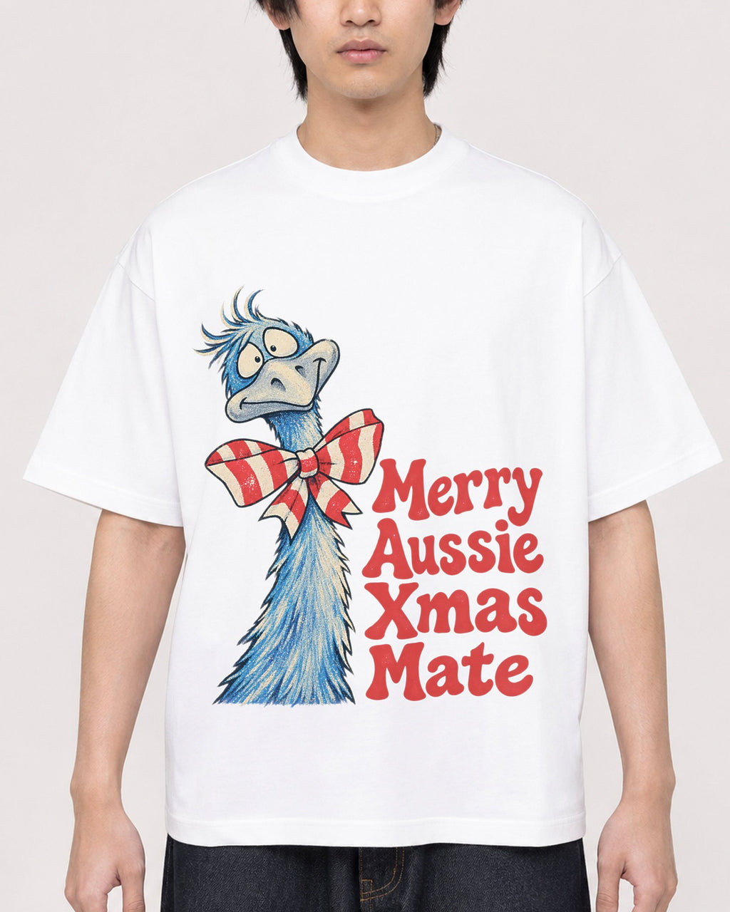 Mockup Boxy Heavyweight Tee White male close-up 11