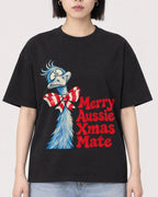 Mockup Boxy Heavyweight Tee Black female close-up 11