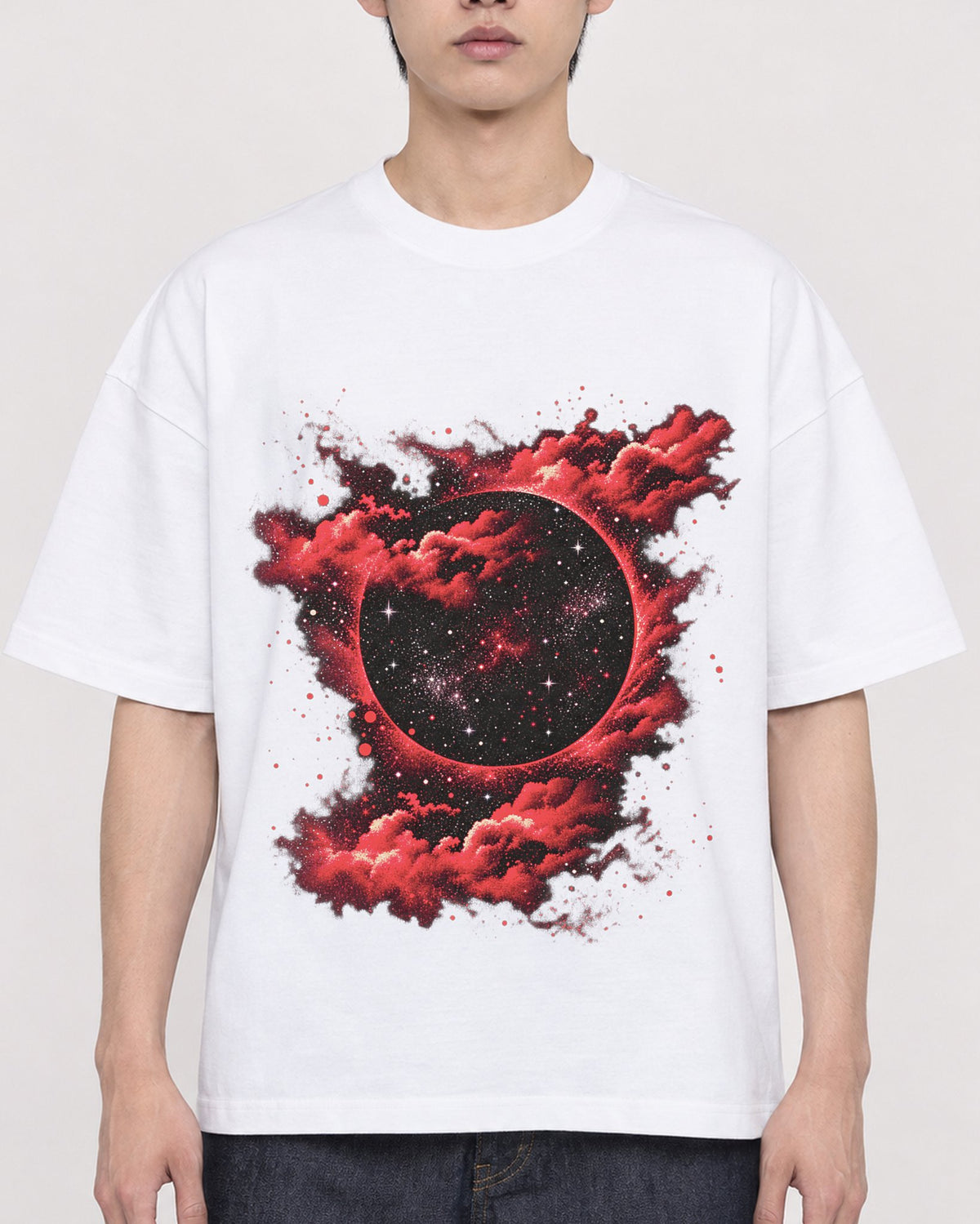 Mockup Boxy Heavyweight Tee White male close-up 31