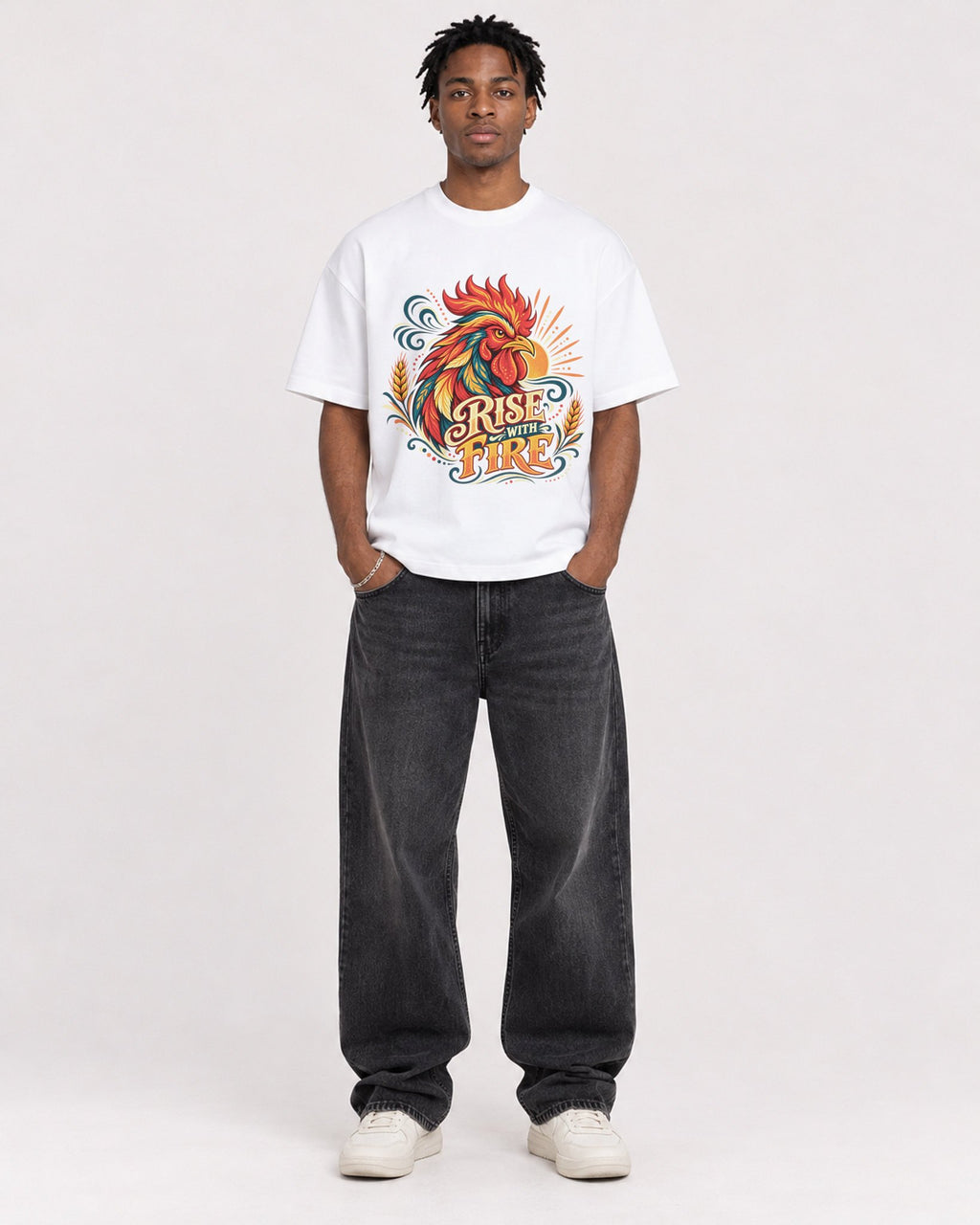 Mockup Boxy Heavyweight Tee White male full-body 05