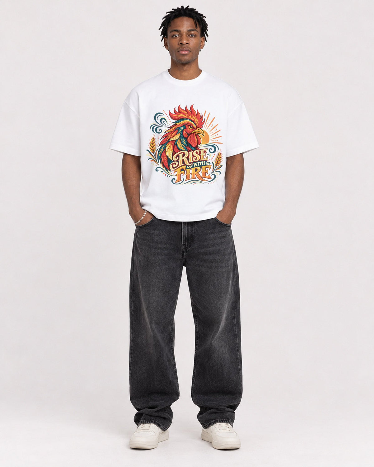 Mockup Boxy Heavyweight Tee White male full-body 05