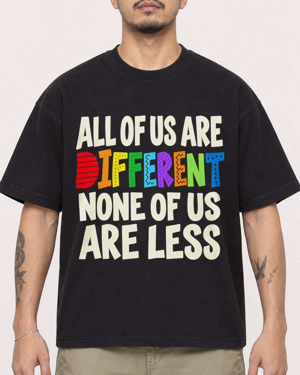 Mockup Boxy Heavyweight Tee Black male close-up 12