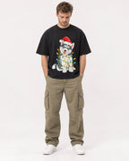 Mockup Boxy Heavyweight Tee Black male full-body 08