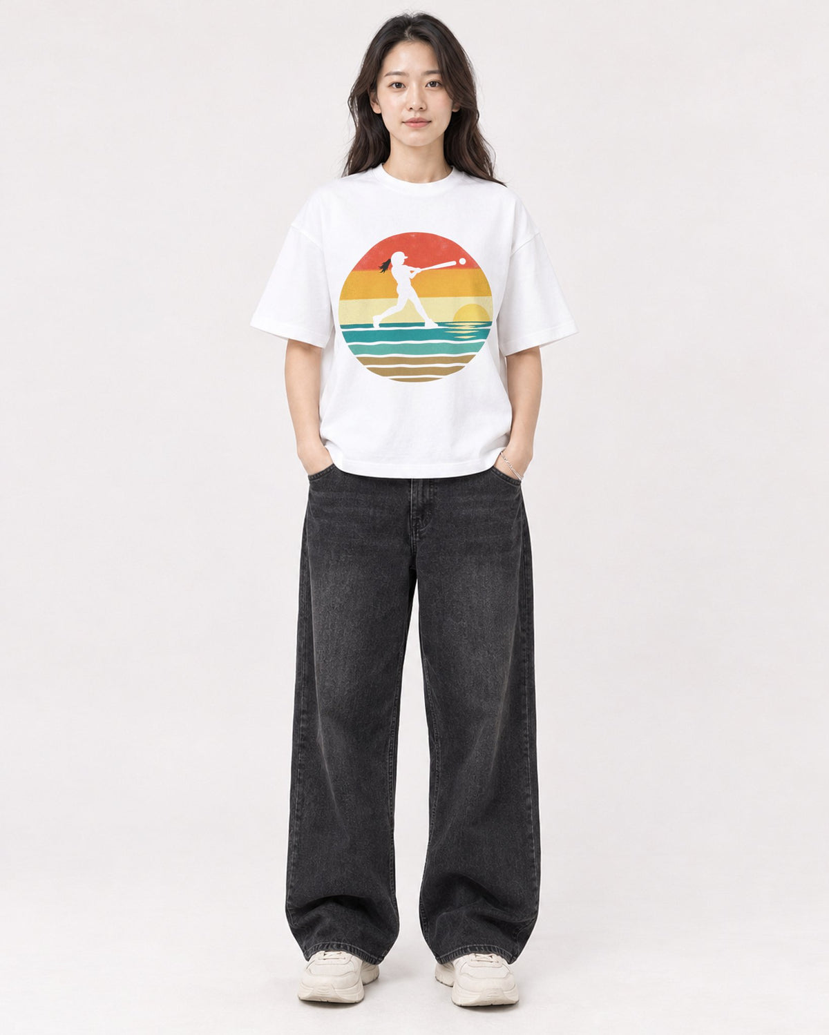 Mockup Boxy Heavyweight Tee White female full-body 03