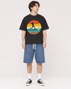 Mockup Boxy Heavyweight Tee Black male full-body 03